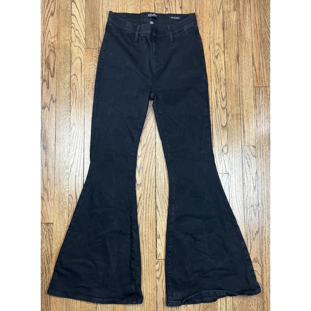 Judy Blue Pull On Super Distressed Denim Stretch Waist Black Jeans Women's 28x34